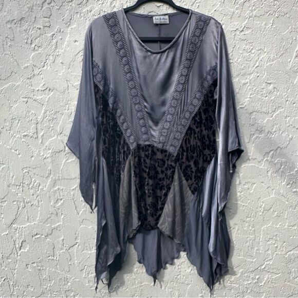 SOLE BELLARE Blouse Top Women Medium Whimseygoth Burnout Velvet Witchy - Picture 1 of 10
